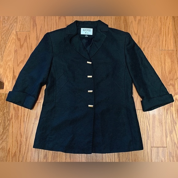 Women's 6 Wooden Button Linen Blend KASPER ASL Blazer Jacket Coat Top - Picture 4 of 15